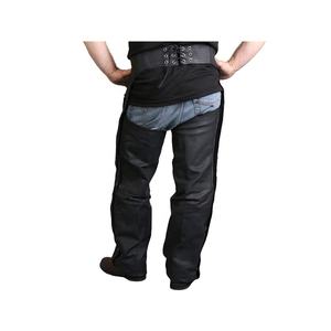 กางเกงคาวบอยสำหรับขี่รถจักรยานยนต์หนังแท้สีดำทึบพร้อมสายคาดสำหรับฤดูหนาวฤดูร้อน - Product Image 2
