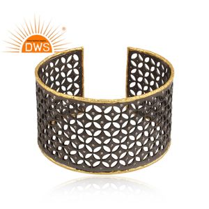 CZ Set Bangle Designer Rhodium Plated 925 <b>Silver</b> Statement Wide <b>Cuff</b> Bangle Manufacturer Jewelry Classic Collection - Product Image 2