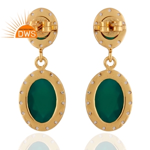 ต่างหูห้อยประดับพลอยออนิกซ์สีเขียวธรรมชาติและโทแพซสีขาวคุณภาพสูง เงินแท้ 925 ปี 2026 สำหรับผู้หญิง จากผู้ผลิตเครื่องประดับ - Product Image 2