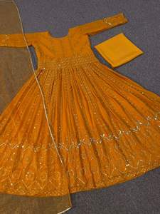 ชุดผ้าคอตตอนปักลายแบบหนาสีเหลือง,ชุดผ้าเนื้อนุ่มปักลายชายขอบลูกไม้ใหม่ - Product Image 5