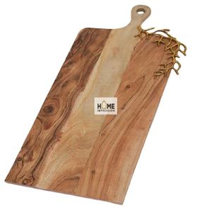 Bandejas de madera y Metal para servir en la cocina, bandeja de lujo de Metal y madera, venta al por mayor - Product Image 1