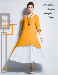 Kurti avec jupe coton rayonne à la mode vêtements décontractés conception très belle combinaison de couleurs jaune et blanc bas prix en gros ethnique - Product Image 1