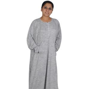Dernière conception modeste Robe abaya en tricot de coton biologique à manches chauve-souris pour femmes musulmanes Style écologique et décontracté avec plis - Product Image 1