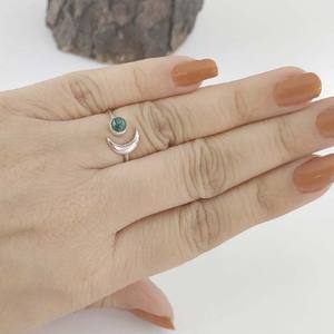 Delicate <b>Moon</b> Style 925 Sterling Silver <b>Ring</b> High Quality Real Malachite Gemstone Attractive Small Wedding <b>Ring</b> Cute Elegant - Product Image 1
