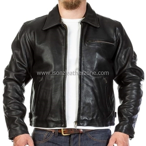 Chaqueta de motorista formal de invierno para hombre, chaqueta curtida de cuero de piel de vaca - Product Image 1