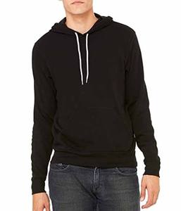 Sweat à capuche épais en molleton de coton 450 GSM, unisexe, noir, en toile - Product Image 1