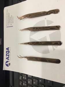 Juego de pinzas planas inclinadas puntiagudas de extensión de pestañas multicolor de acero inoxidable profesional de 8 piezas con bolsa de PVC - Product Image 6