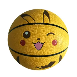 动漫黄色皮卡丘厂家批发定制青少年篮球皮革定制户外7码篮球