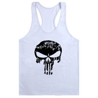 Camiseta de Gimnasio Premium para Hombre, Diseño de Calavera, Algodón Transpirable, Alta Elasticidad, Acabado Lavado, para Fitness y Culturismo - Color Personalizable