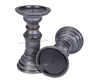 Juego de 2 portavelas de madera de mango macizo de alta calidad al mejor precio para boda de Navidad y decoración del hogar soporte de candelabro - Product Image 1