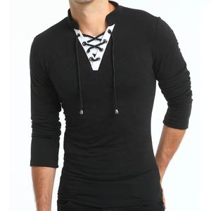 <b>Men's</b> Long Sleeve Double Collar <b>V</b>-<b>Neck</b> <b>Shirt</b> Breathable Long Sleeve <b>Shirt</b> Features a <b>V</b>-<b>neck</b> Tee - Product Image 6
