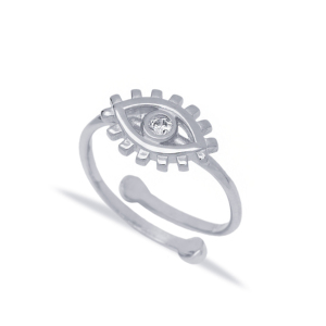 Anillo de Plata de Ley 925 con circón en forma de ojo turco, anillo ajustable - Product Image 2
