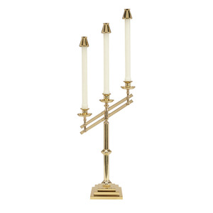Candelabro de latón de alta calidad con tres brazos, suministros de Iglesia, India, nuevo estilo - Product Image 1