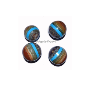 หินบำบัดอินเดียถูกผูกมัดจักระทรงกลมหินกึ่งมีค่าสำหรับงานหัตถกรรมของขวัญสำหรับธุรกิจ - Product Image 1