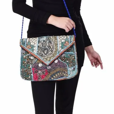 Tas Tangan Etnis Wanita Tas Jinjing Buatan Tangan Asli Tas Tangan Antik Clutch Indian Banjara Boho