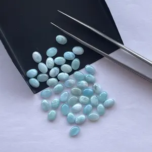 4x3mm 천연 Larimar 보석 타원형 플랫 백 느슨한 도매 카보 숑 공급 업체 상점 온라인 최고의 공장 가격 DIY 알리바바 인도