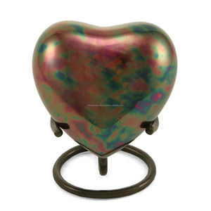 Small Bronze Leaf Design Heart Shaped <b>Keepsake</b> Urn Handcrafted Funeral <b>Memorial</b> Mini Urns for Pet or Human Ashes - Product Image 6