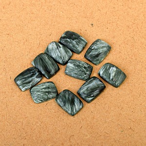 Pierre précieuse séraphinite rectangulaire naturelle 5X3mm Cabochon en vrac coupé naturel fait à la main en forme de rectangle fabrication de bijoux en pierre - Product Image 4