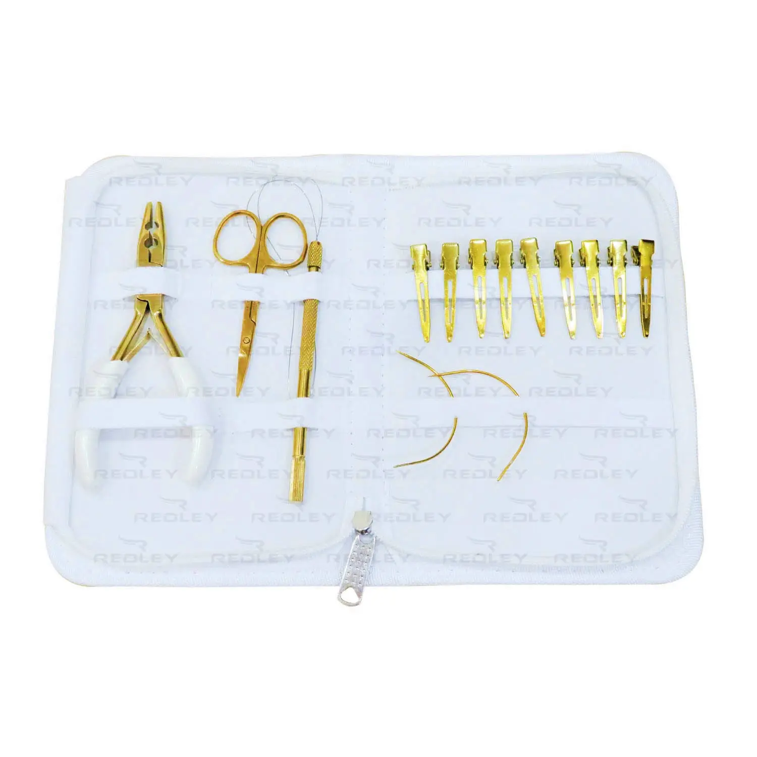 Haarverlängerungswerkzeug-Kit mit goldenen Werkzeugen Farbe Inklusive Zange Haars chere Schleifen nadel und Clips Am besten für Friseure