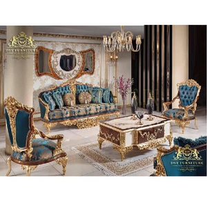 Conjunto de muebles de salón de diseño italiano tallado pesado, elegante, de colección real, conjunto de sofá para vestíbulo - Product Image 1