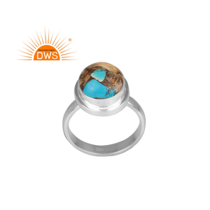Alta calidad 925 plata esterlina fina Natural Mojave cobre Bumblebee turquesa anillo de piedras preciosas para mujer fabricante de joyería - Product Image 1