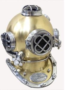 Mũ Bảo Hiểm Lặn 18 Inch Bằng Đồng Thau V Mũ Bảo Hiểm Thợ Lặn Đánh Dấu Hải Quân Bơi & Lặn - Product Image 1