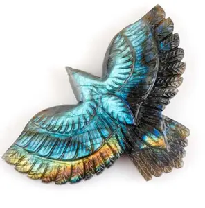 Meilleur artisanat faisant Blue Flashy Labradorite Eagle Carving Gems Article décoratif exigé pour la guérison de l'aura