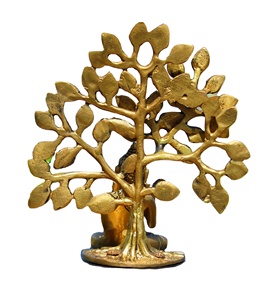 Nirmala Handicrafts brass meditating buddha sitting under <b>tree</b> gift item home <b>decore</b> buddha statue - Product Image 2