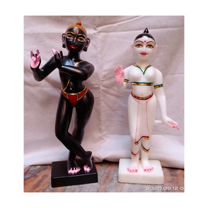 กฤษณะหินอ่อนสีดำและหินอ่อนสีขาว Radha Iskon ยืนประติมากรรม - Product Image 1