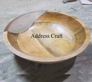 Unique Quality Custom Mango Wood Salad Bowl With Resin for Tableware Dishes <b>Dinnerware</b> Bowl Home Hotel Restaurant Kitchen Use - Product Image 4