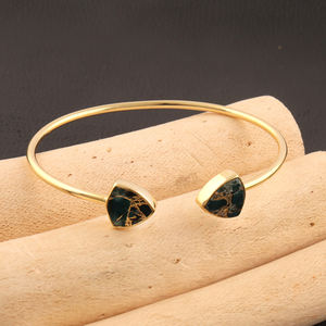 อะพาไทต์สีฟ้า10มม. แบบปรับได้ของนักออกแบบที่หรูหราหินทองแดงสีเทอร์ควอยซ์สีทอง/ชุบเงินแฮนด์เมดของขวัญน่ารักสำหรับผู้หญิง - Product Image 5