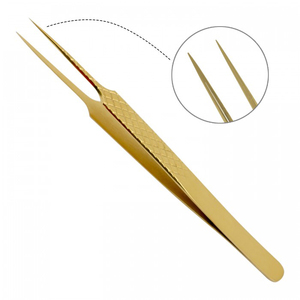 Pinzas de pestañas doradas, pinzas de extensión de pestañas de aislamiento de alta calidad, pinzas de volumen rusas antiestáticas de acero inoxidable alemán - Product Image 4
