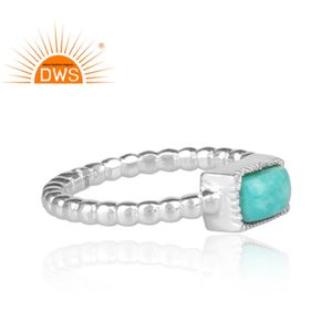 Handcrafted Hammered Arizona <b>Turquoise</b> Sterling Silver Bezel Setting Trendy Wedding Statement <b>Ring</b> for Women & Unisex - Product Image 3