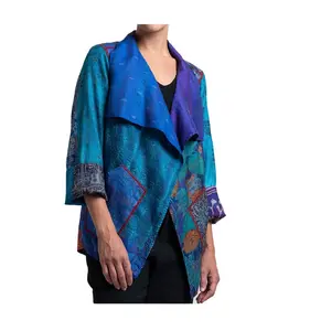 Giacca Kantha Vintage in cotone estate lunga Unisex sottile in maglia trapuntata giacca alla moda ricamata in seta di alta qualità