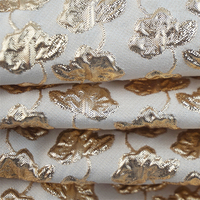 Tissu en jacquard nylon spandex pour robe formelle, pièce en métal, feuille de lotus, végétation/floraison