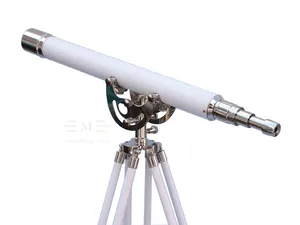 39 "الطابق الدائمة بحري تلسكوب الكروم مع الأبيض جلدية Anchormaster تلسكوب حامل ثلاثي القوائم قسط جودة