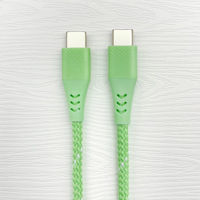 Cable de Carga USB C Trenzado de Cobre Puro Color Verde Hierba - Puerto C a C de 1M para Computadora con Patrón 3D en el Conector