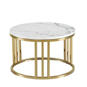 โต๊ะกาแฟกรอบโลหะสไตล์มินิมอลสไตล์โมเดิร์นพร้อมท็อปหินอ่อนโต๊ะน้ำชาอเนกประสงค์ขนาดใหญ่สำหรับห้องนั่งเล่นเฟอร์นิเจอร์ในบ้าน - Product Image 1