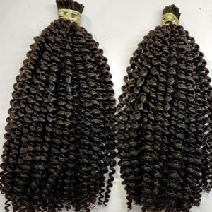 Extensiones de cabello indio natural rizado sin procesar de calidad virgen vietnamita crudo Kinky Straight I Tips para salones de EE. UU. - Product Image 2