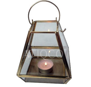 Linterna geométrica de vidrio transparente y metal para decoración de hogar y jardín, decoraciones para fiestas - Product Image 3