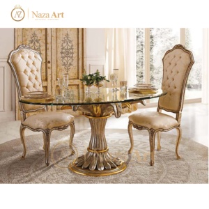 Juego de comedor real de madera tallada a mano, muebles de comedor y muebles de Hotel de lujo - Product Image 1