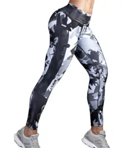 Grosir disesuaikan Gym pantai Logo OEM sublimasi dicetak Tie Dye Polyester Spandex lembut legging untuk wanita