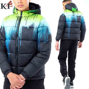 KEVEN IMPEX Blouson matelassé pour homme, design personnalisé, imprimé délavé, réversible, écologique, coupe-vent, respirant, en laine, col montant - Product Image 5