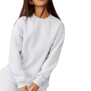 Sudadera con Logo personalizado para mujer, ropa de gran tamaño con cuello redondo, bordado, 100 algodón, OEM, 2022 - Product Image 5