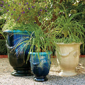 [Ma fille]-Poterie D'extérieur Émaillée-Maison Jardin Fleurs Plantes-Pot Bol Vase Jardinière-Grand Français en Céramique Urnes-Vert - Product Image 2