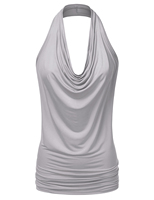 Robe mini en mousseline de soie sans manches, col halter, froncée, unie, taille naturelle, lavable, anti-plis, de haute qualité, personnalisée OEM pour femme