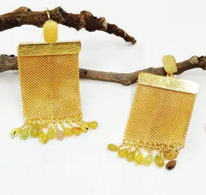 Boucles d'oreilles pendantes à franges en argent Sterling 925, bijoux tendance et ajustables en or Précieux et Charme Plaqué Or Boucles D'oreilles - Product Image 1