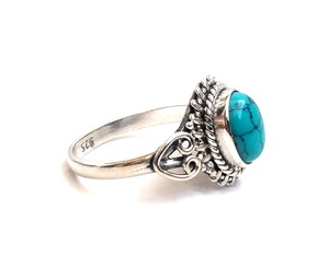 Bague en argent fait à la main en argent sterling 925, bague en pierre de turquoise pour femmes - Product Image 2