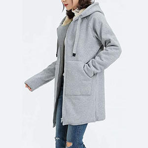 Womens Relaxed Fit Sweatshirt with Drop Shoulder Fluffy <b>Teddy</b> <b>Hoodie</b> for Women with Zipper Front - Product Image 4