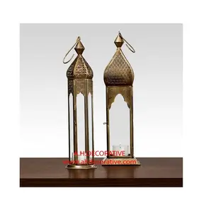 Metalen Bronzen Marokkaanse Hangende Lantaarntafel Decoratief Nieuw Ontwerp Handgemaakt Kaarshouder Kersttuinversiering Lantaarn